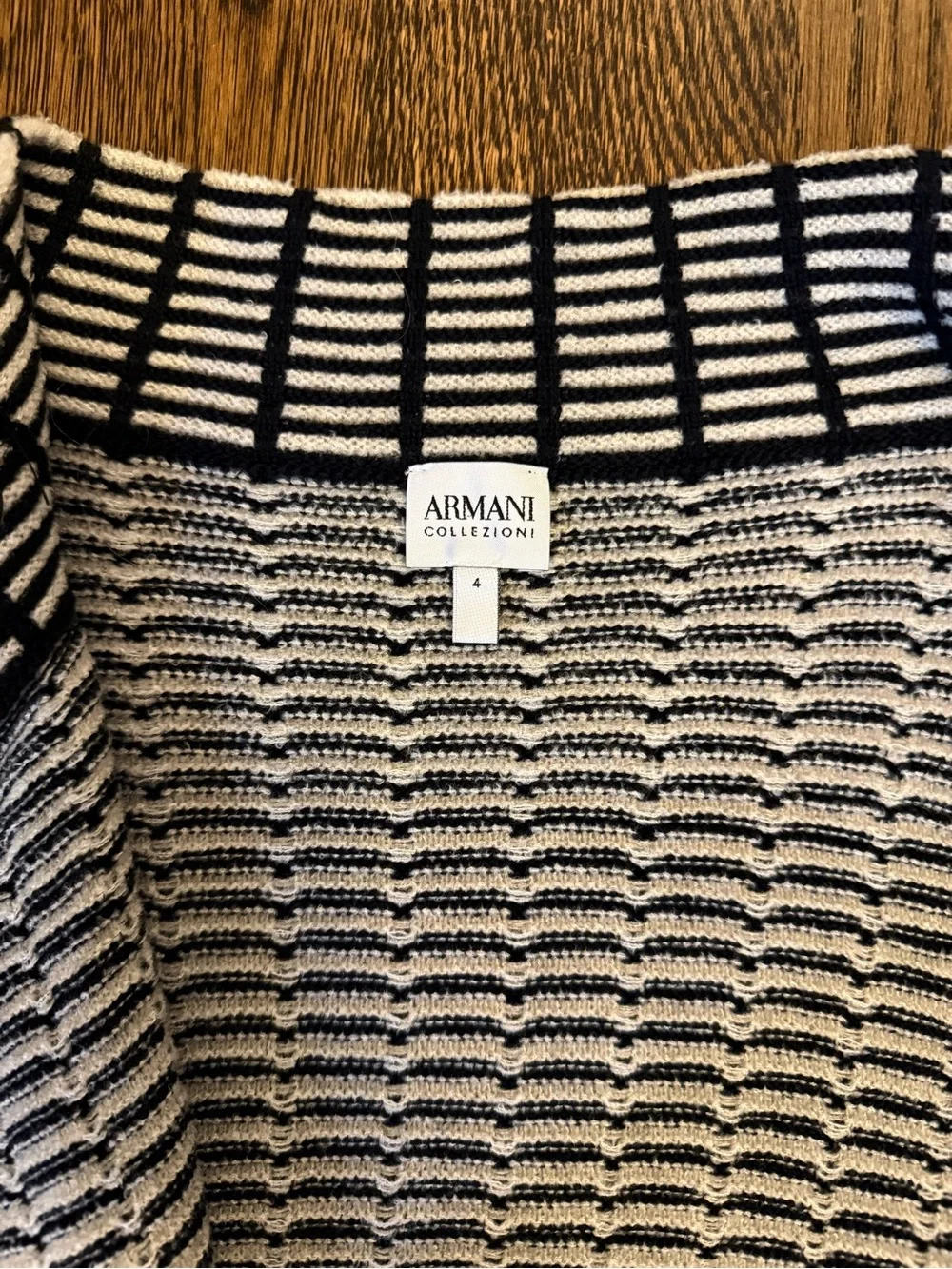 Armani Collezioni Black and White Textured Knit Top